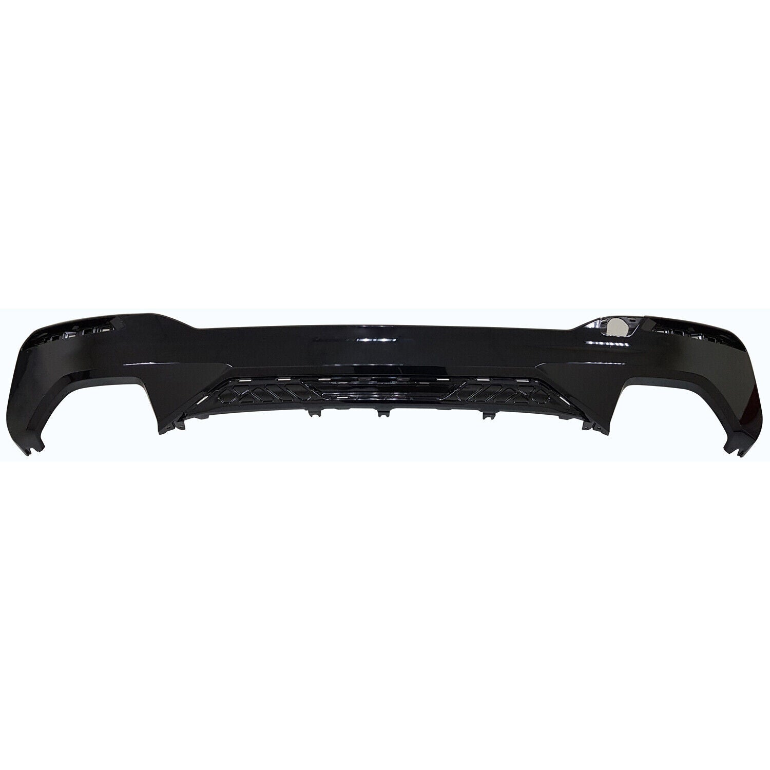 Bas de caisse arrière pour BMW Série 5 (2021-2023), noir brillant avec crochet de remorquage, référence BM1195169 - Hunt Parts