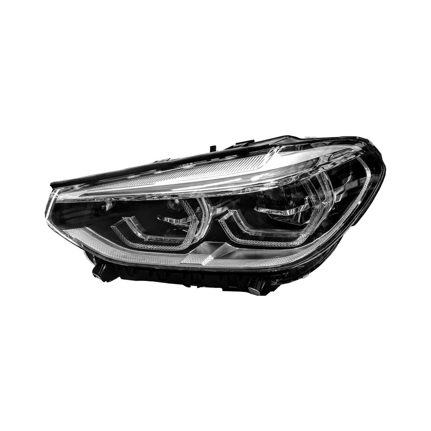 Phare avant gauche (côté conducteur) à LED pour BMW X4 (2018-2021) avec logo modifié, éclairage adaptatif, éclairage de virage, attache automatique, haute qualité, référence BM2502193 - Hunt Parts