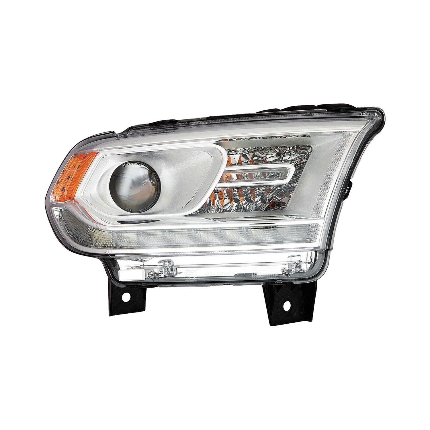 Phare avant côté passager pour Dodge Durango 2016-2020, halogène, enjoliveur chromé, LED avec feux de jour, sans logo, référence CH2503306C - Hunt Parts