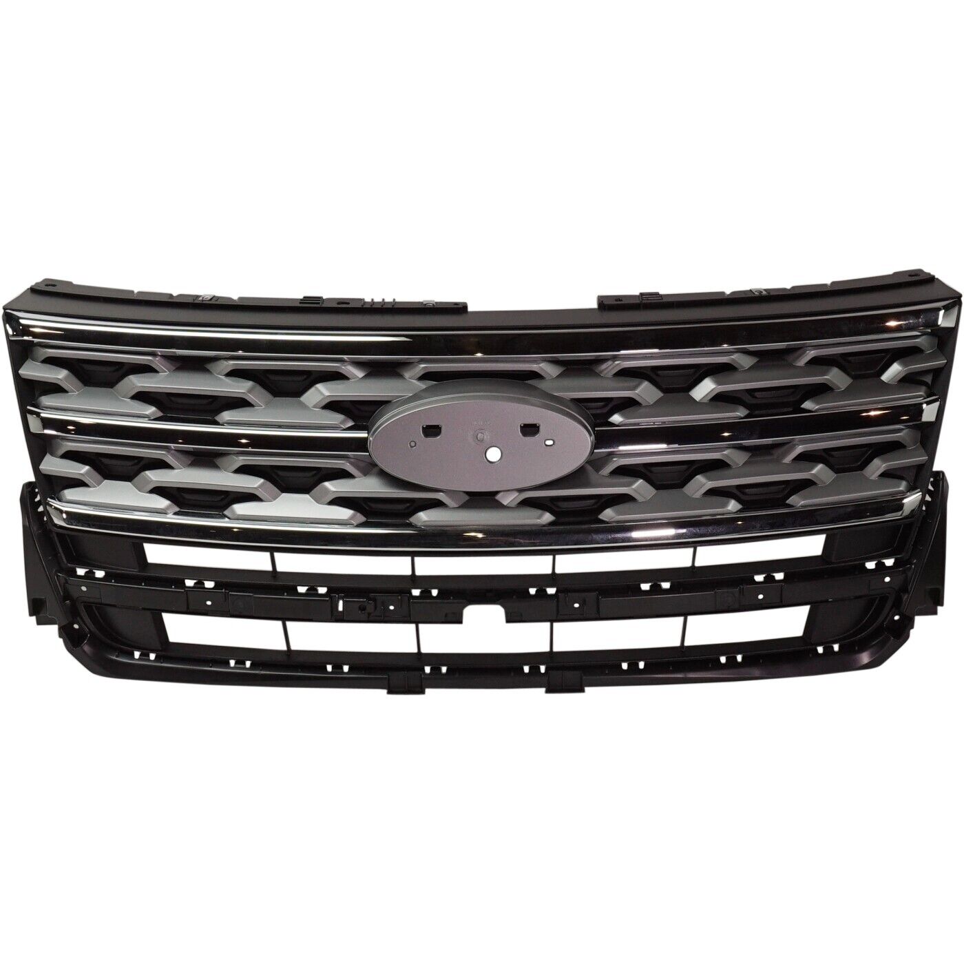 Calandre avant Ford Explorer 2018-2019 Gris argent avec moulure chromée, Fo1200626 - Hunt Parts