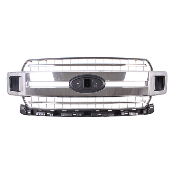 Grille Front Ford F150 2018-2020 Chrome Accent With Silver Gray Grid , Fo1200652