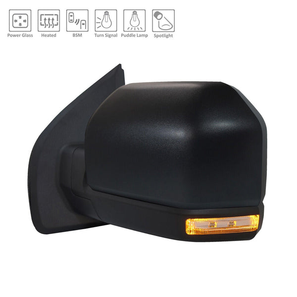 Mirror Driver Side Ford F150 2019-2020 Power Heated Textured With Signal/Puddle Lamp/Spot Lamp/Blind Spot , Fo1320656