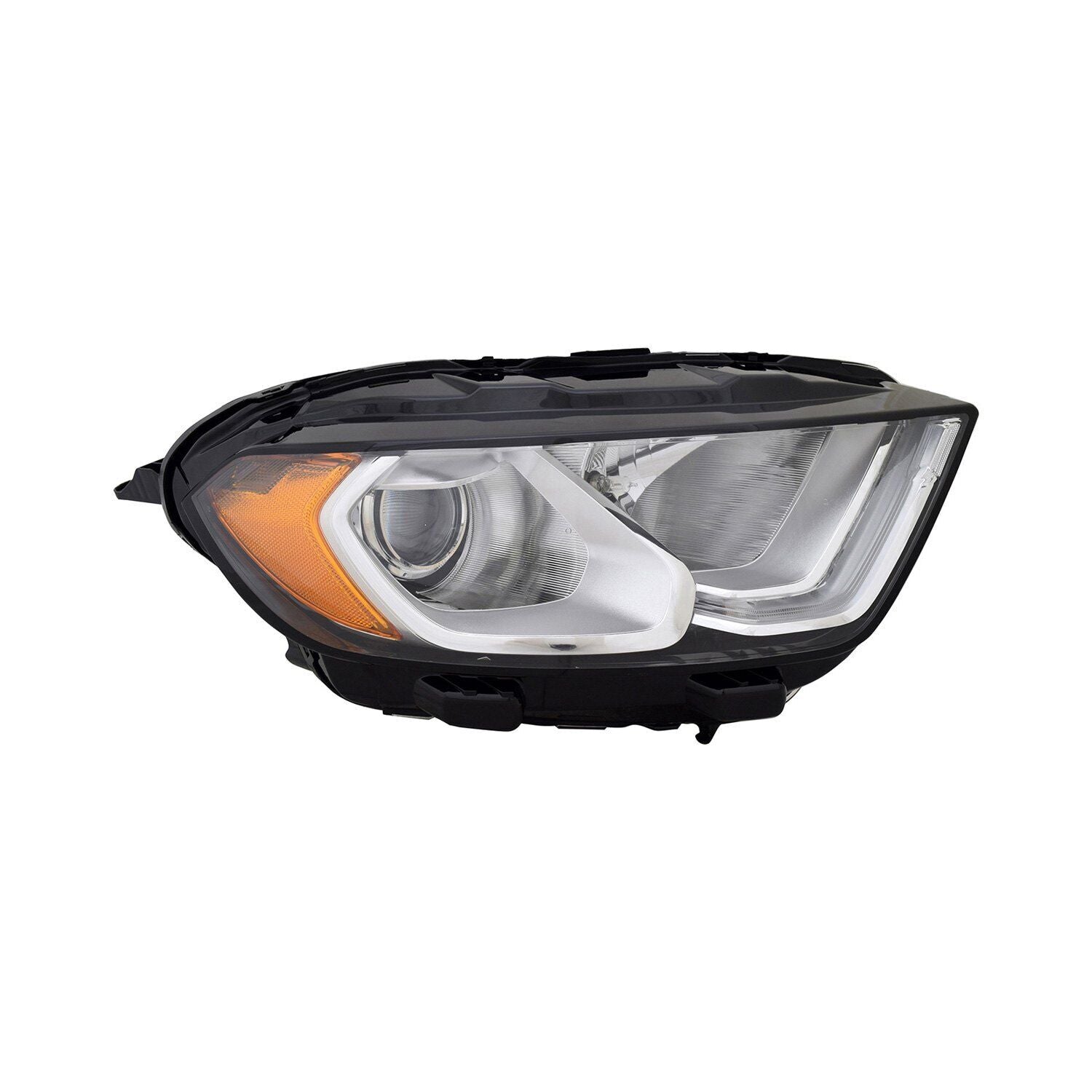 Phare avant côté passager pour Ford Ecosport 2018-2022, halogène, boîtier chromé avec feux de jour à LED, haute qualité, référence Fo2503376 - Hunt Parts