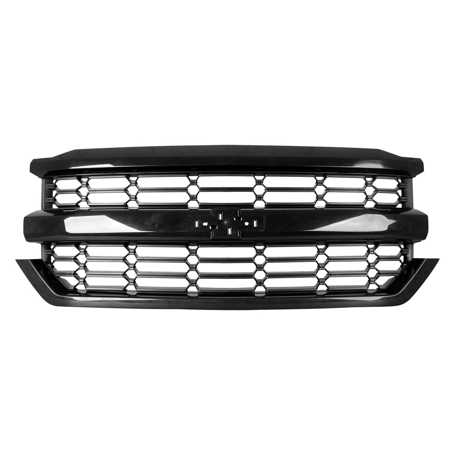 Calandre avant Chevrolet Silverado 1500 2017-2018 PTM, moulure centrale avec grille noire (sauf LTZ/High Country), GM1200756 - Hunt Parts