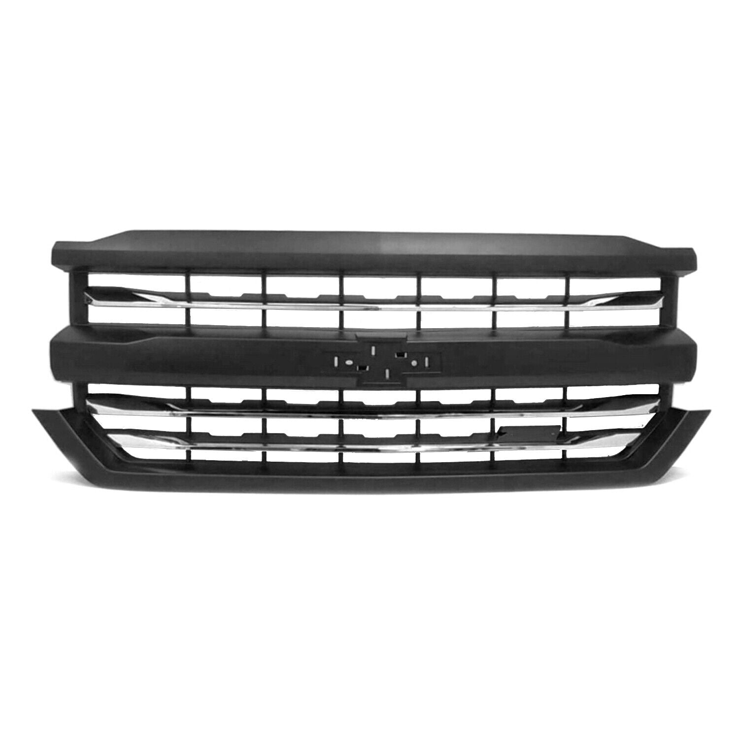 Calandre avant Chevrolet Silverado 1500 2017-2018 PTM avec fond noir rainuré et 3 barres chromées, GM1200763 - Hunt Parts