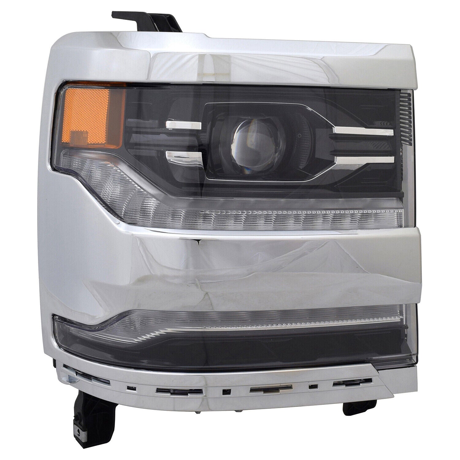 Phare avant côté passager pour Chevrolet Silverado 1500 (2016-2018), enjoliveur chromé à LED de haute qualité, référence GM2503452 - Hunt Parts