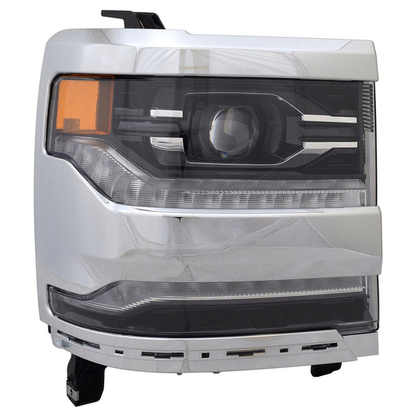 Head Lamp Passenger Side Chevrolet Silverado 1500 2016-2018 Led Chrome Bezel Capa , Gm2503452C