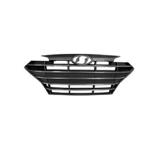Grille Front Hyundai Elantra Sedan 2019-2020 Black With 6 Chrome Bars Without Adaptive Cruise Exclude Sprt , Hy1200253