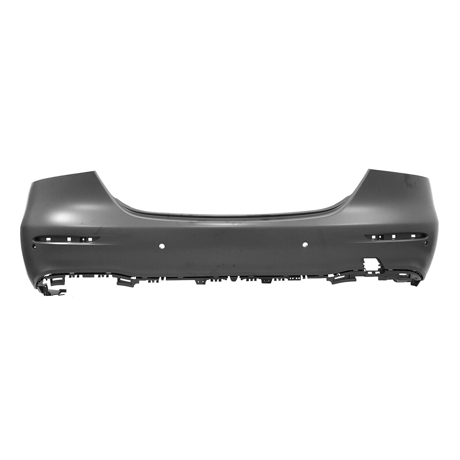Pare-chocs arrière Mercedes E350 2021-2023 avec crochet de remorquage / 2 capteurs d'aide au stationnement actifs / 4 capteurs d'aide au stationnement / AMG Capa, MB1100462C - Hunt Parts