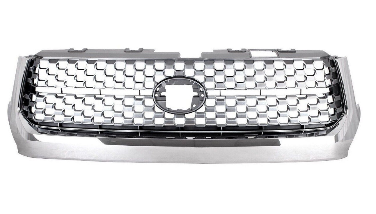 Calandre avant chromée pour Toyota Tundra 2018-2021 avec centre en nid d'abeille gris clair, TO1200453 - Hunt Parts