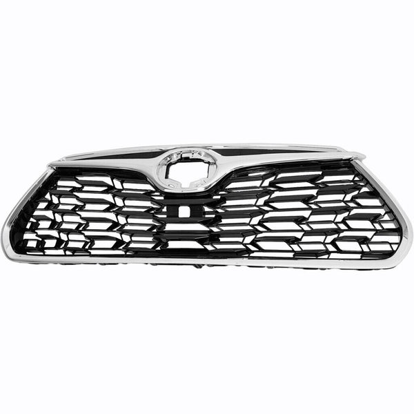 Grille Front Toyota Highlander 2020-2023 Ptd Black With Chrome Molding / Camera , To1200457