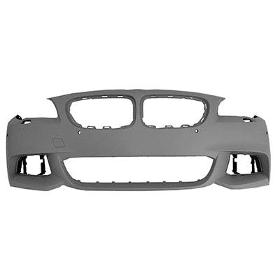 Pare-chocs avant apprêté pour BMW Série 5 (2014-2016) avec pack M et emplacement pour capteur, sans cache pour caméra latérale, référence BM1000312C