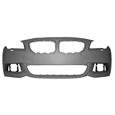 Pare-chocs avant apprêté pour BMW Série 5 (2014-2016) avec pack M, capteurs de recul et caméra latérale, référence BM1000313