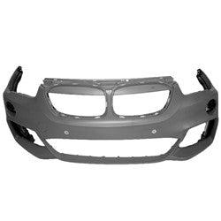 Pare-chocs avant apprêté pour BMW X1 2016-2019 avec assistance au stationnement/distance de stationnement/pack M, sans trou pour lave-glace, référence BM1000446C - Hunt Parts