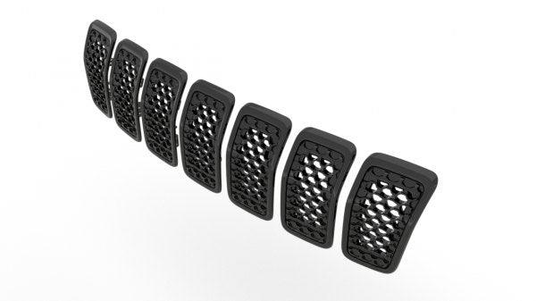 Calandre Jeep Cherokee 2019-2023, face avant noire avec enjoliveurs noirs, CH1200414