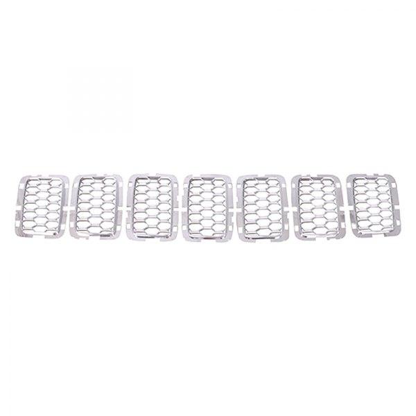 Ensemble de 7 garnitures de calandre pour Jeep Grand Cherokee 2017-2021, finition chrome satiné (sauf modèles SRT/Trackhawk), référence CH1201114C