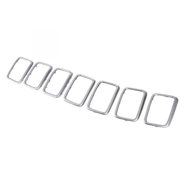 Ensemble de 7 anneaux de calandre chromés satinés pour Jeep Grand Cherokee 2017-2021 (sauf SRT/Trackhawk), référence CH1210132