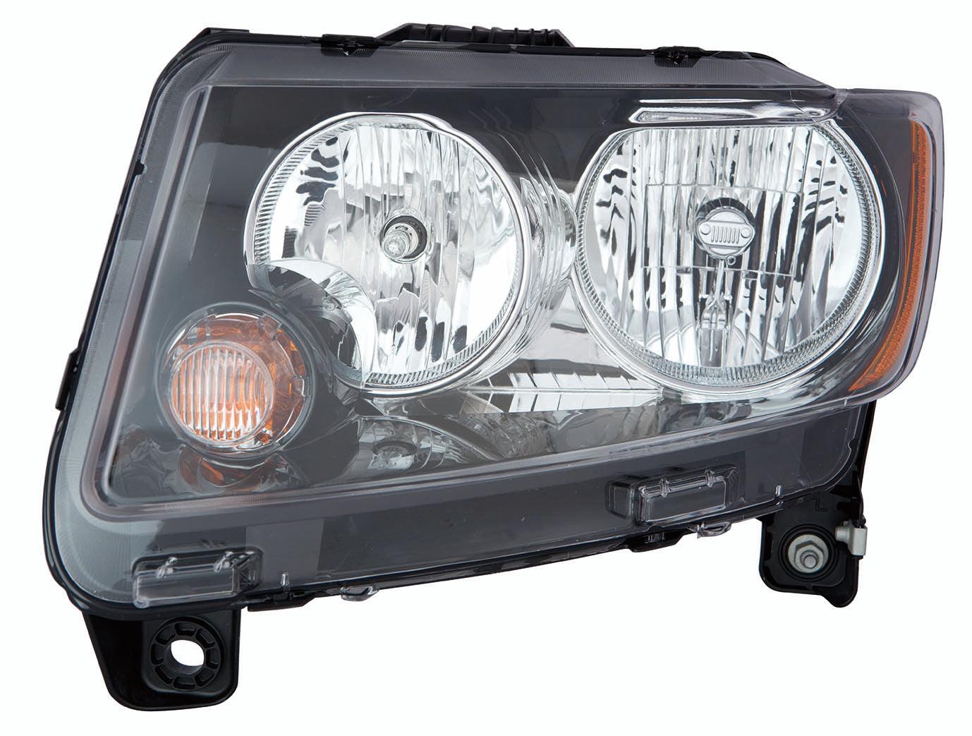 Phare avant côté conducteur pour Jeep Compass 2013-2017, halogène, contour noir, haute qualité, CH2502246