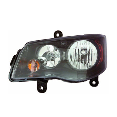 Phare avant gauche halogène avec enjoliveur noir pour Chrysler Town Country 2014-2016, référence CH2502266C - Hunt Parts