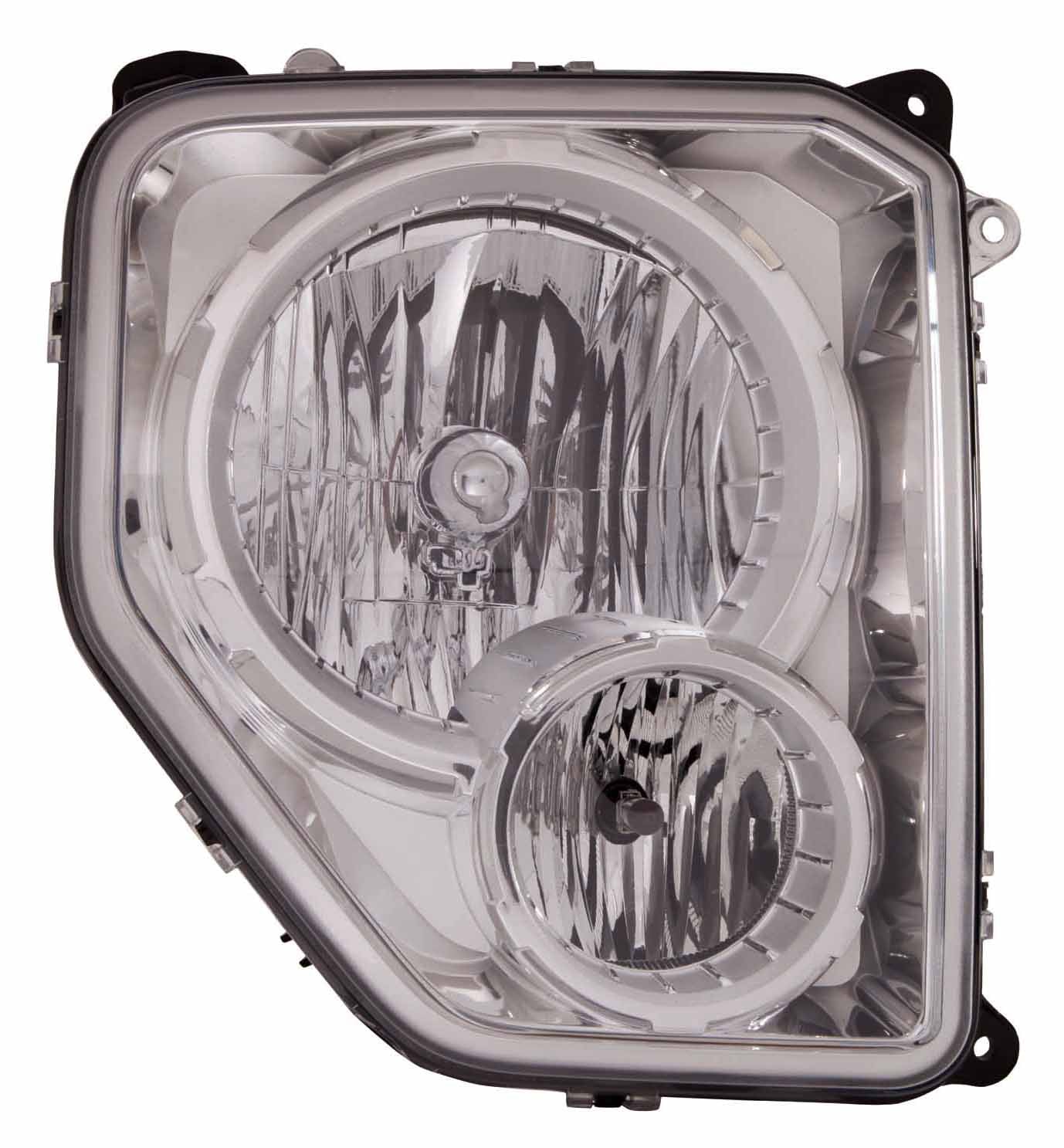 Phare avant côté passager Jeep Liberty 2008-2012, enjoliveur chromé avec cache-ampoule rond pour antibrouillard, CH2503233C - Hunt Parts