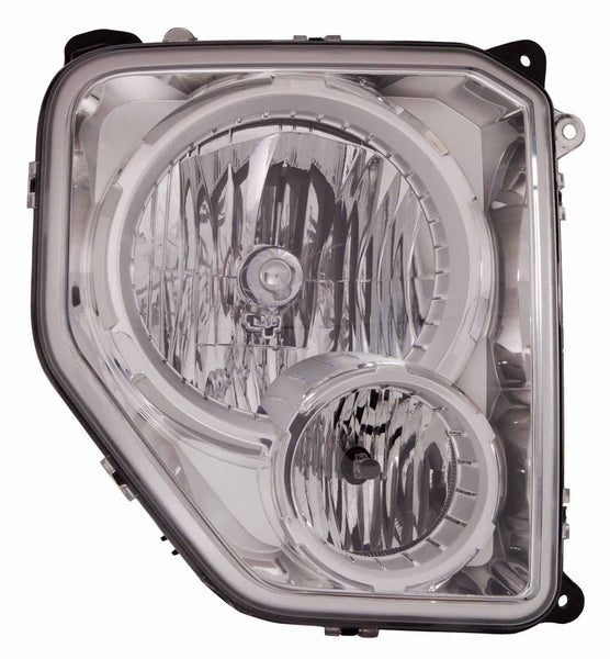 Head Lamp Passenger Side Jeep Liberty 2008-2012 Chrome Bezel With Fog Lamp Round Bulb Shield Capa , Ch2503233C