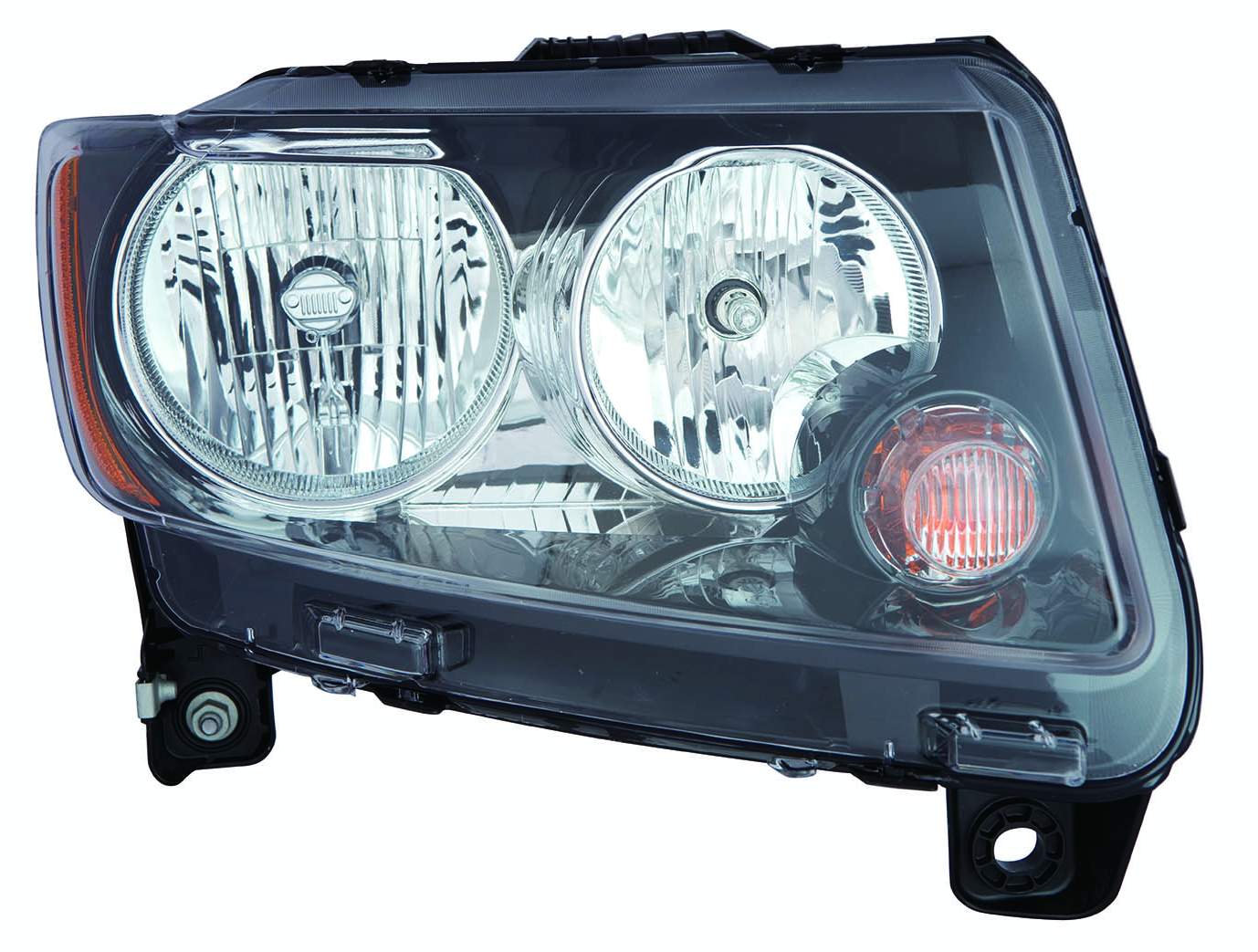 Phare avant côté passager pour Jeep Compass 2013-2017, halogène, enjoliveur noir, référence CH2503246C - Hunt Parts