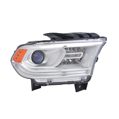 Phare avant côté passager pour Dodge Durango 2014-2015, halogène, enjoliveur chromé avec feu de jour à LED, référence CH2503257C - Hunt Parts