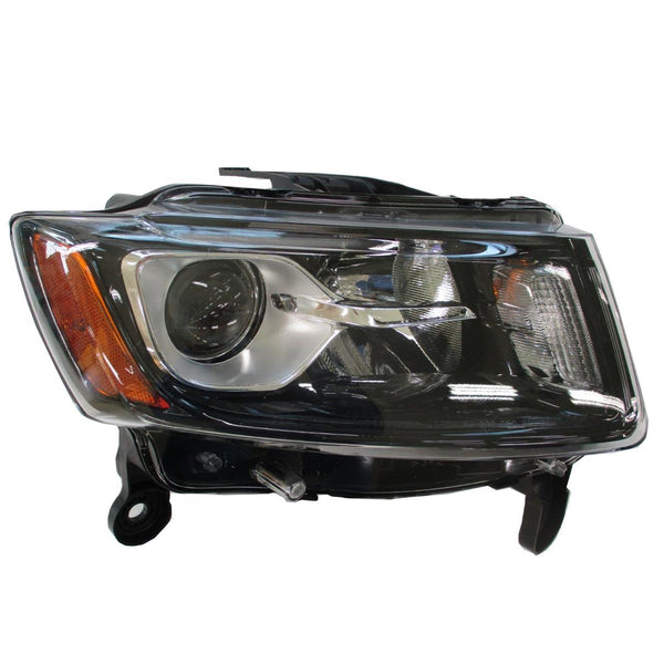 2014-2016 Jeep Grand Cherokee Head Lamp Passenger Side Halogen Std Type Black Bezel High Quality