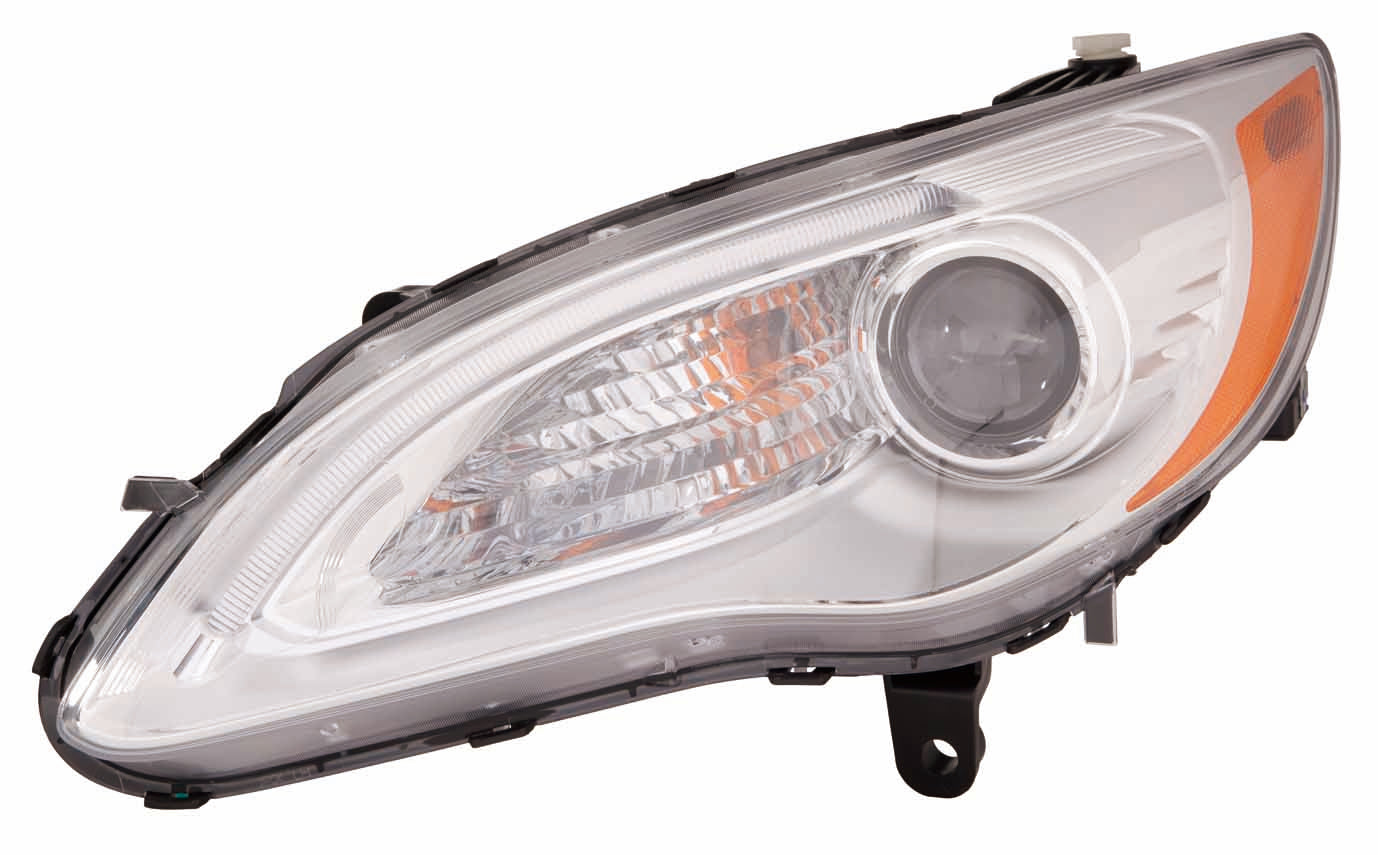 Phare avant gauche (côté conducteur) pour Chrysler 200 Cabriolet 2011-2014, halogène, enjoliveur chromé (sauf modèle S), référence CH2518140C - Hunt Parts