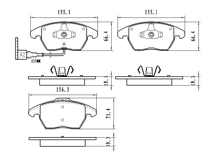 Jeu de plaquettes de frein avant en céramique pour Volkswagen Jetta 2005-2010, D1107