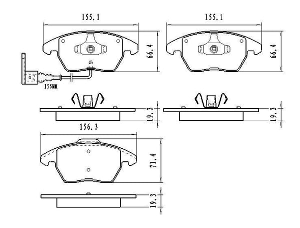 2006-2009 Volkswagen Rabbit Brake Pads Set Front Ceramic