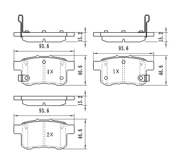 Brake Pads Set Rear Ceramic Acura Tsx 2009-2014