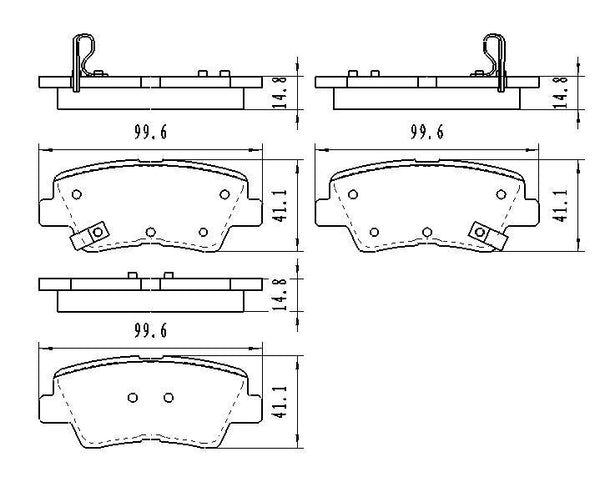 2012-2019 Kia Rio Sedan Brake Pads Set Rear Ceramic