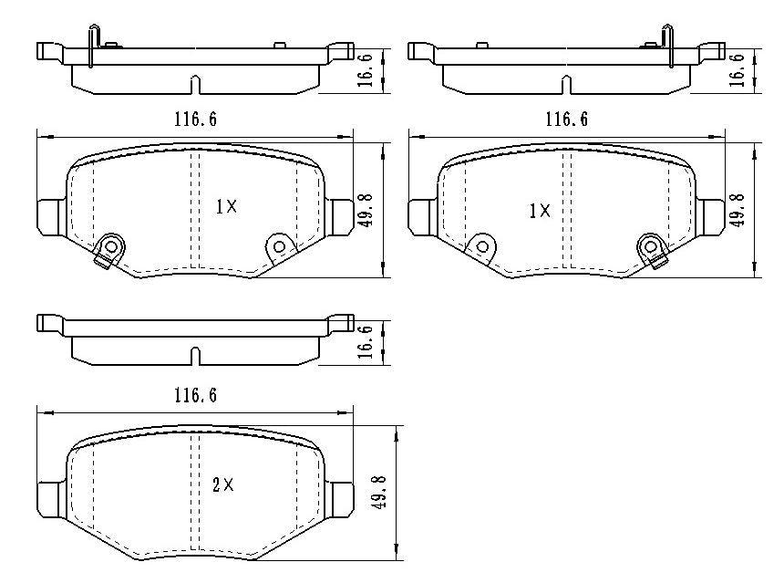 Jeu de plaquettes de frein arrière en céramique pour Chrysler Town & Country 2014-2016, D1719