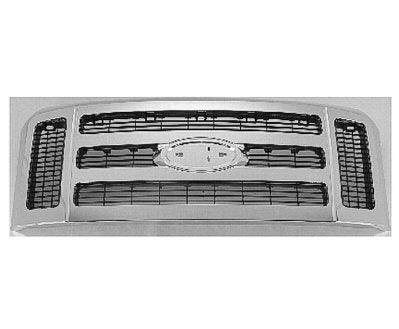 Calandre Ford F350 2008-2010 Gris mat foncé avec chrome avant, modèle XLT/Lariat, FO1200500