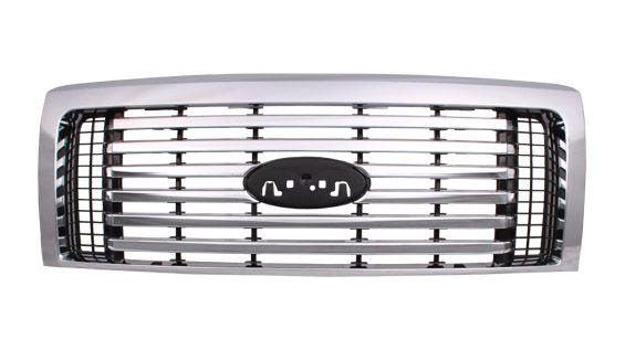 Calandre Ford F150 2010-2012, cadre chromé, 6 barres chromées, style usiné, FO1200531