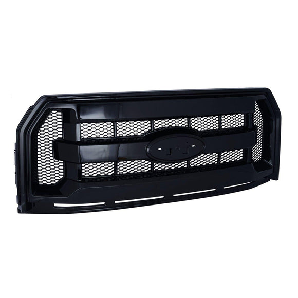 2015-2017 Ford F150 Grille Black 3 Bar Style With Black Mesh