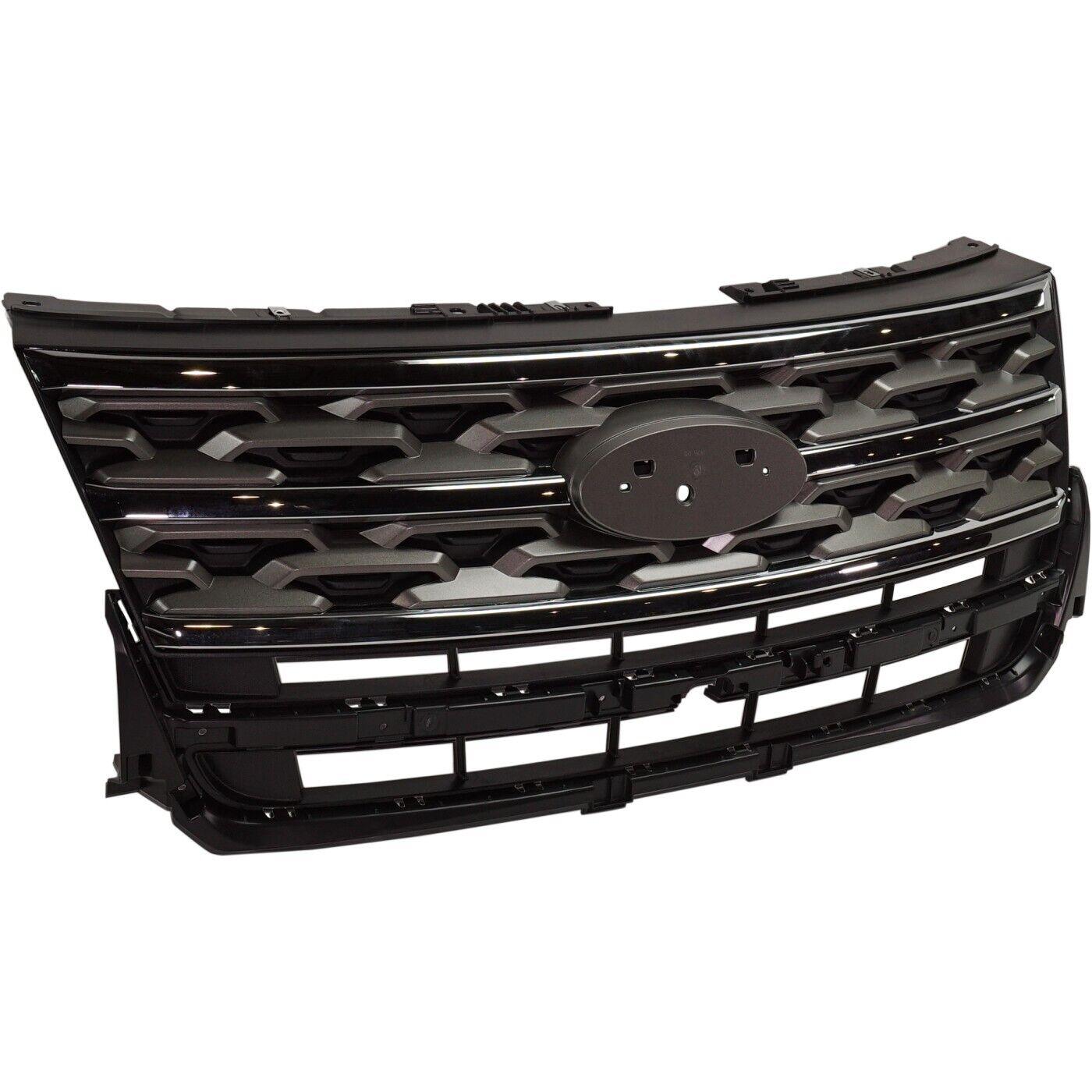 Calandre Ford Explorer 2018-2019 grise avec moulure chromée, modèle XLT sans Sport, FO1200624