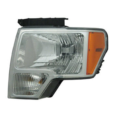 Phare avant côté conducteur pour Ford F150 2009-2014 (sauf Harley Davidson SVT) avec garniture chromée, référence Fo2502287C - Hunt Parts