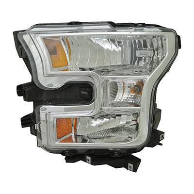 Phare avant côté conducteur pour Ford F150 2015-2017 (sans pack édition spéciale), enjoliveur chromé, cabine allongée, haute qualité, référence FO2502335