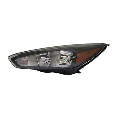 Phare avant gauche pour Ford Focus 2015-2018, contour noir, sans feux de jour, berline/hayon, référence Fo2502337C - Hunt Parts