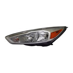 Phare avant gauche halogène avec enjoliveur en aluminium et capuchon de feu de jour à LED pour Ford Focus 2015-2018, référence Fo2502340C - Hunt Parts