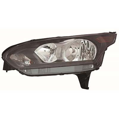 Phare avant côté passager pour Ford Transit Connect 2014-2018, halogène, contour noir, fourgon/break, modèle XL, sans phares adaptatifs, référence Fo2503327C - Hunt Parts