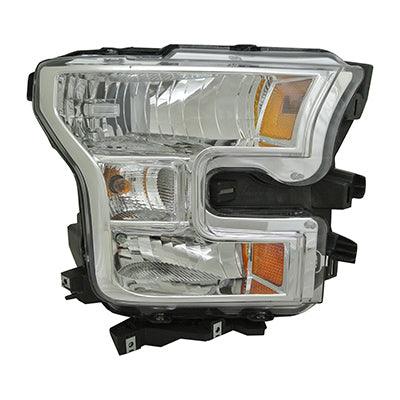 Phare avant côté passager pour Ford F150 2015-2017 (sans pack Édition Spéciale), enjoliveur chromé, cabine allongée, haute qualité, référence FO2503335