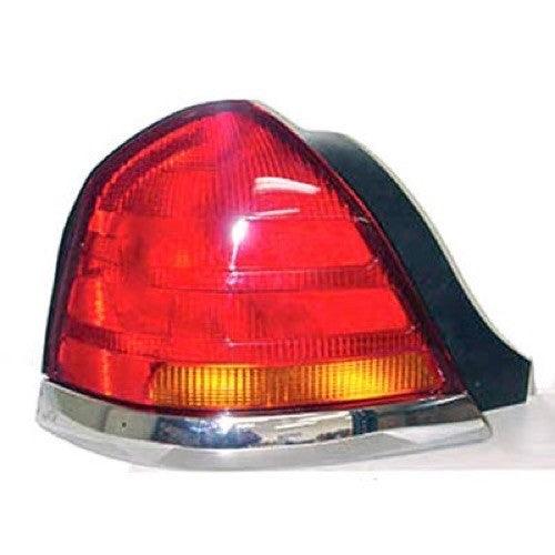 Feu arrière côté conducteur pour Ford Crown Victoria 1998-2004 (moulure chromée, 4 ampoules rouge-ambre), haute qualité, FO2800150