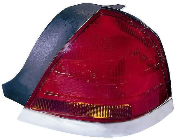 1998-2004 Ford Crown Victoria Tail Lamp Passenger Side (Chrome Moulding 4 Bulb-Red-Amber) High Quality