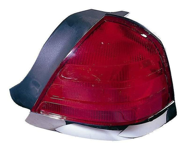 1999-2002 Ford Crown Victoria Tail Lamp Passenger Side (Chrome Moulding-2 Bulb-Red) High Quality