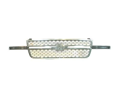 2005-2006 Chevrolet Silverado 1500 Grille Chrome Frame With Gray Honrycomb O5 Ss/Center Bar Needs Wing Inserts
