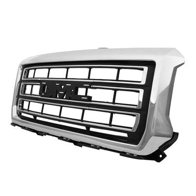Calandre GMC Sierra 1500 2014-2015, cadre chromé/barres noires, versions Base/SLE/SLT, GM1200687