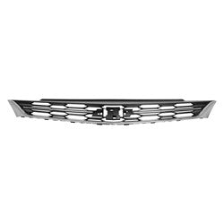 Calandre supérieure Chevrolet Cruze 2017-2018, noir mat, motif nid d'abeille, avec moulure chromée inférieure et centrale (sans pack RS), référence GM1200739U - Hunt Parts